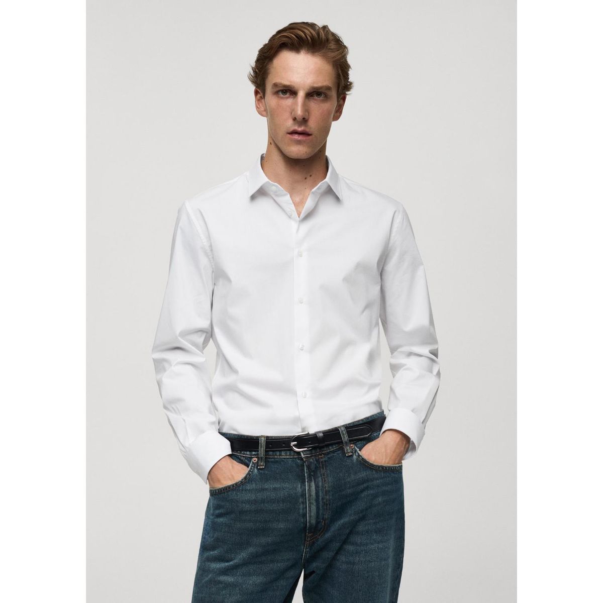 MANGO - Camisa Algodón Stretch Hombre Mango