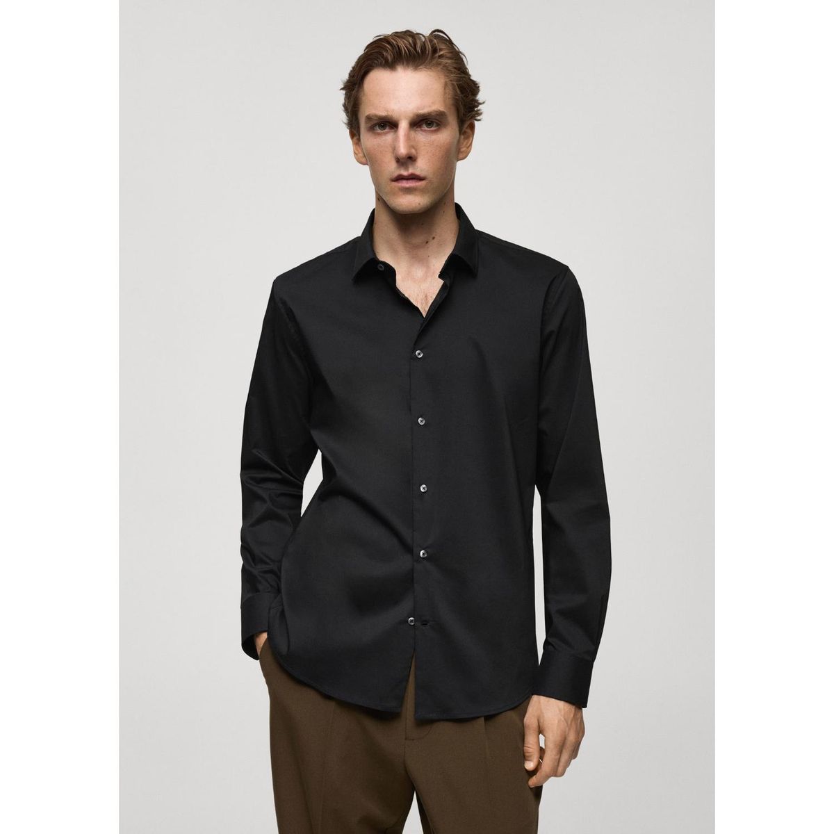 MANGO - Camisa Algodón Stretch Hombre Mango