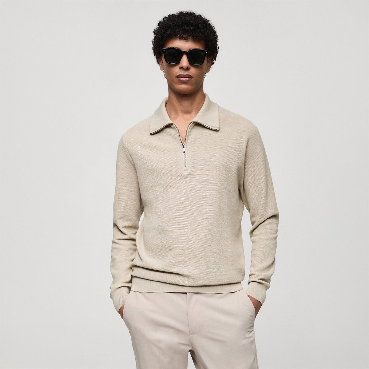 MANGO - Jersey Punto Fino Algodón Hombre Mango