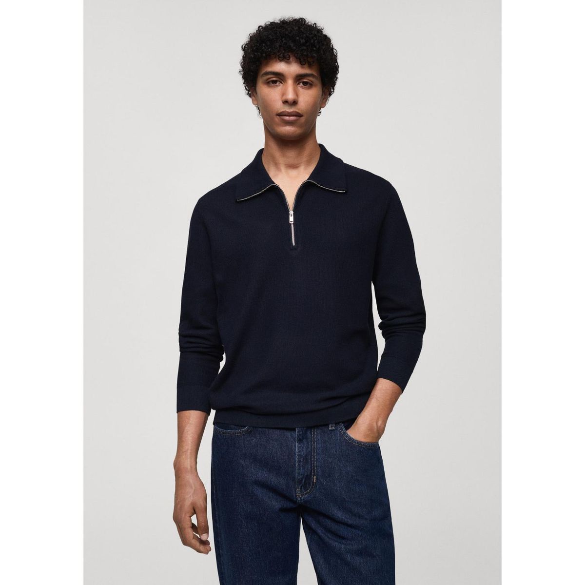 MANGO - Jersey Punto Fino Algodón Hombre Mango