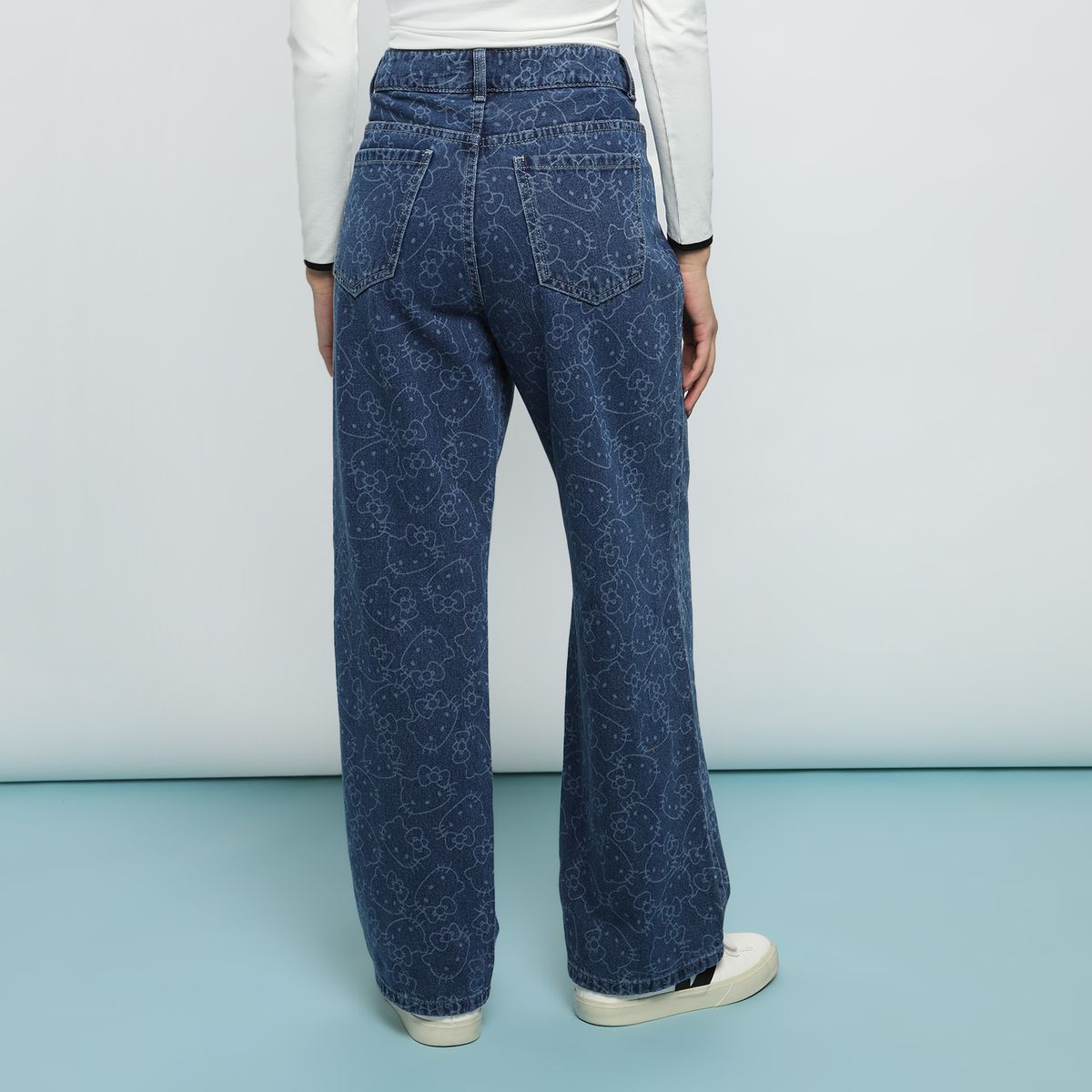 SYBILLA - Jean Straight Hello Kitty 100% Algodón Mujer Sybilla