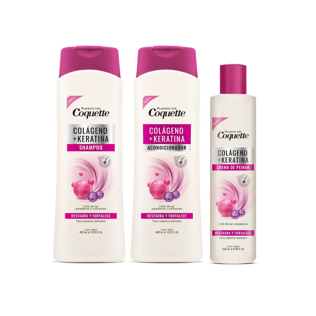 COQUETTE - Set Para Cabello Dañado Colágeno y Keratina + Neceser de Regalo Coquette