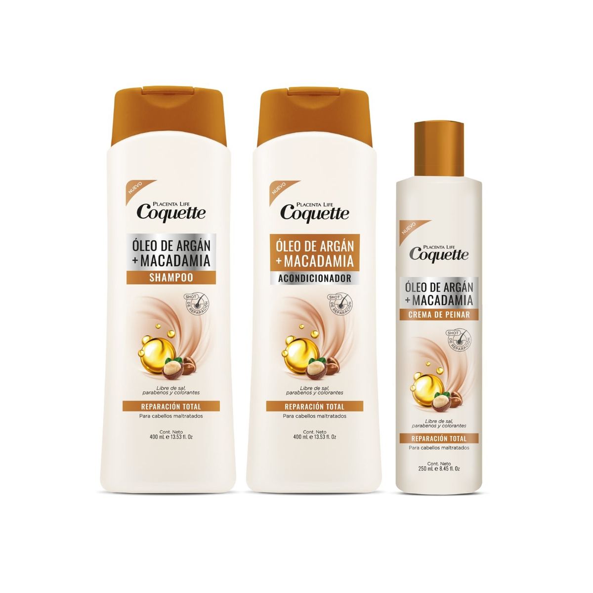 COQUETTE - Set Para Cabello Maltratado Óleo De Argan y Macadamia + Neceser de Regalo Coquette
