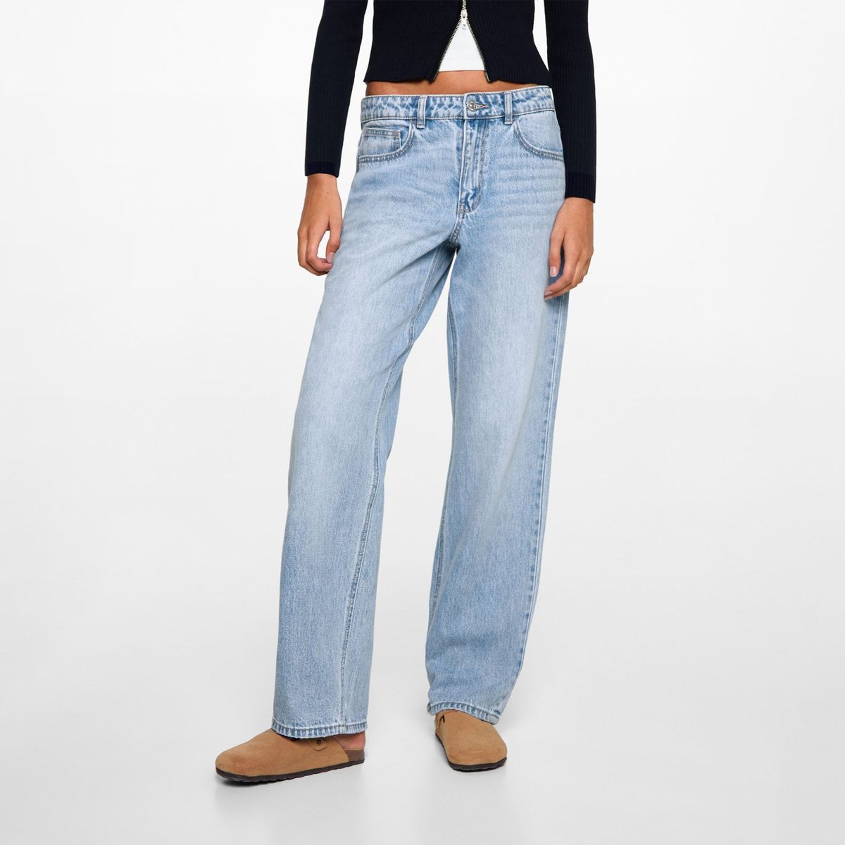 MANGO TEEN - Jean Straight Tiro Alto Mujer Mango Teen