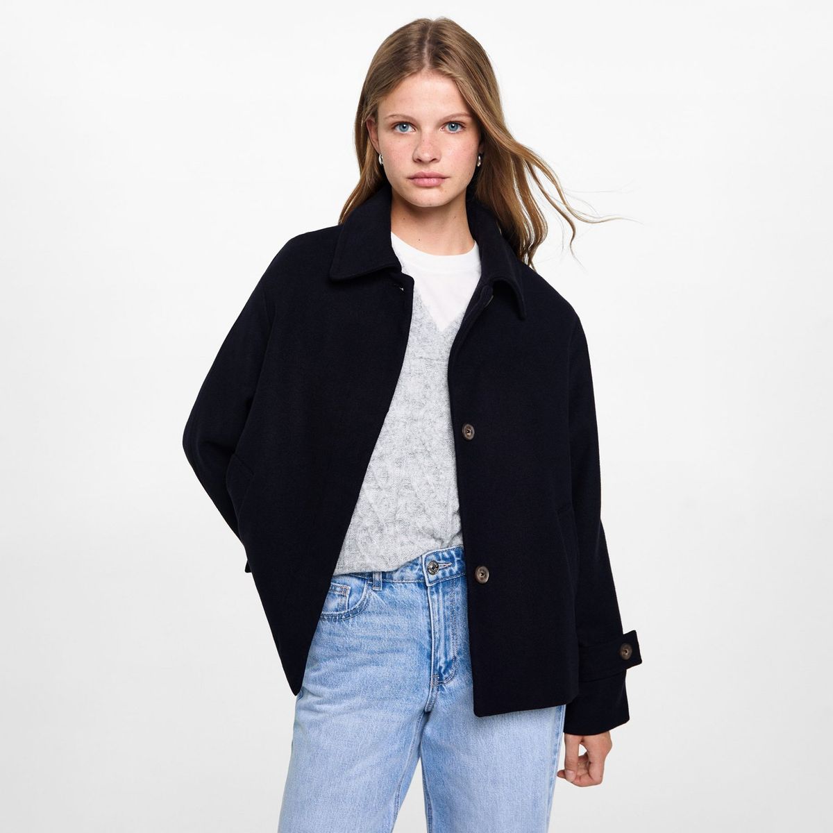 MANGO TEEN - Abrigo Casual Mujer Mango