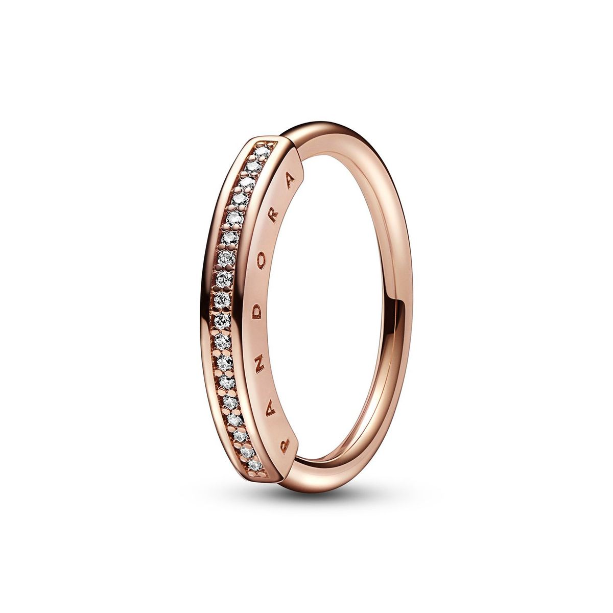 PANDORA - Anillo I-D en pavé Pandora Signature Recubrimiento en Oro Rosa Mujer Pandora