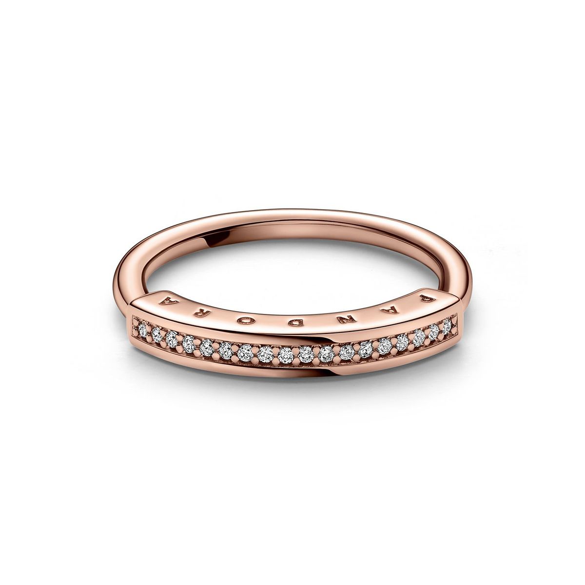 PANDORA - Anillo I-D en pavé Pandora Signature Recubrimiento en Oro Rosa Mujer Pandora