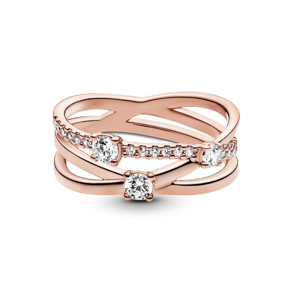 PANDORA - Anillo Rose Triple Banda Brillante