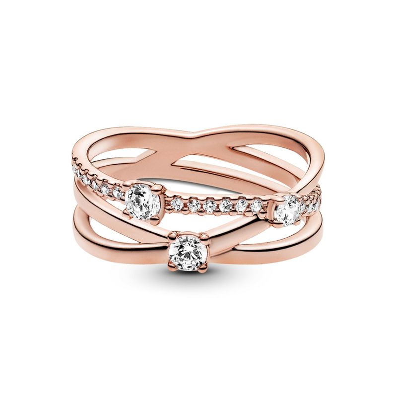 PANDORA - Anillo Rose Triple Banda Brillante