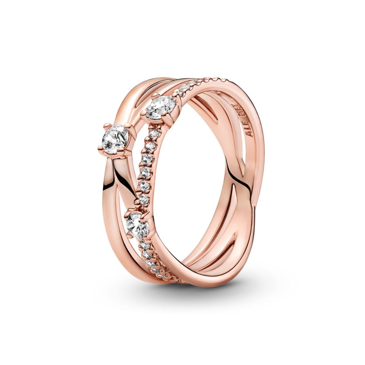 PANDORA - Anillo Rose Triple Banda Brillante