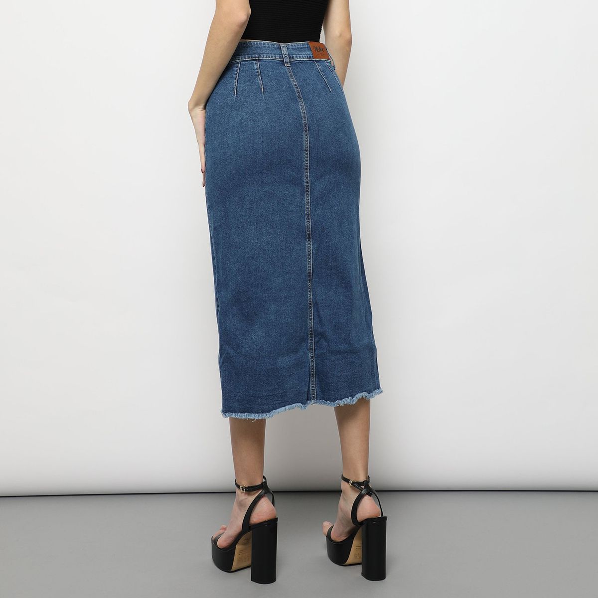 MOSSIMO - Falda Denim Midi Pinzas