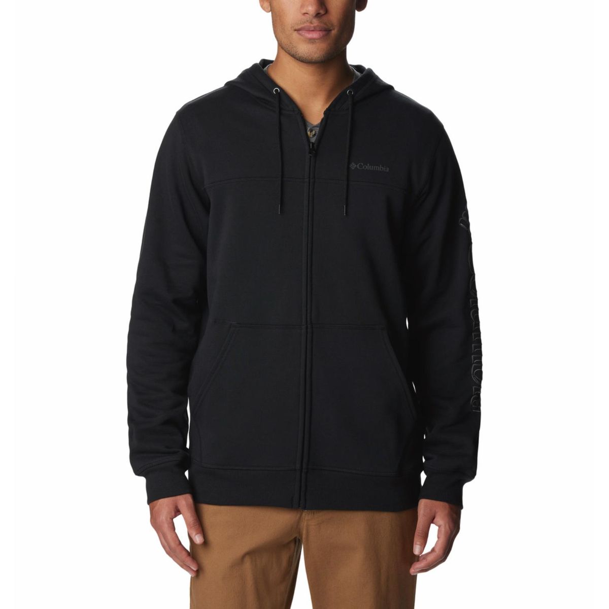 COLUMBIA - Poleron M Columbia Logo Zip Negro Columbia