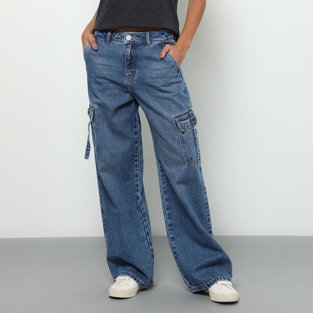 DENIMLAB - Jean Cargo 100% Algodón Mujer Denimlab