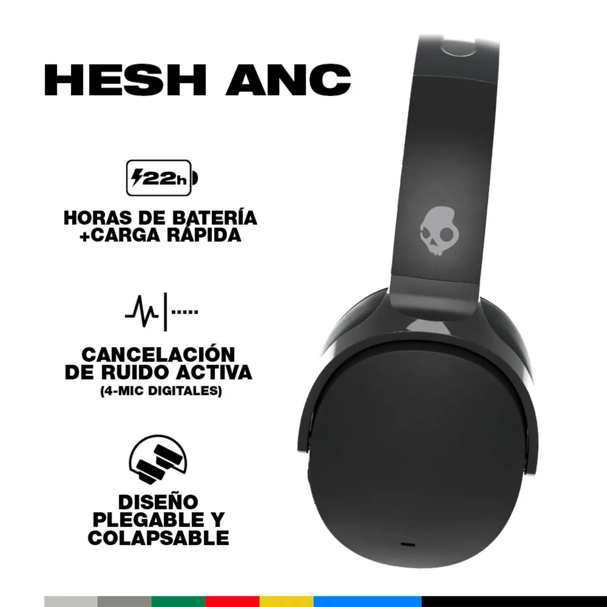 SKULLCANDY - Audífonos Bluetooth Skullcandy Hesh Anc Black