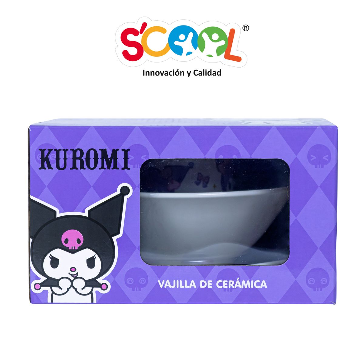 SCOOL - Set Vajilla De Cerámica 3pz Plato, Bolo Y Taza Kuromi