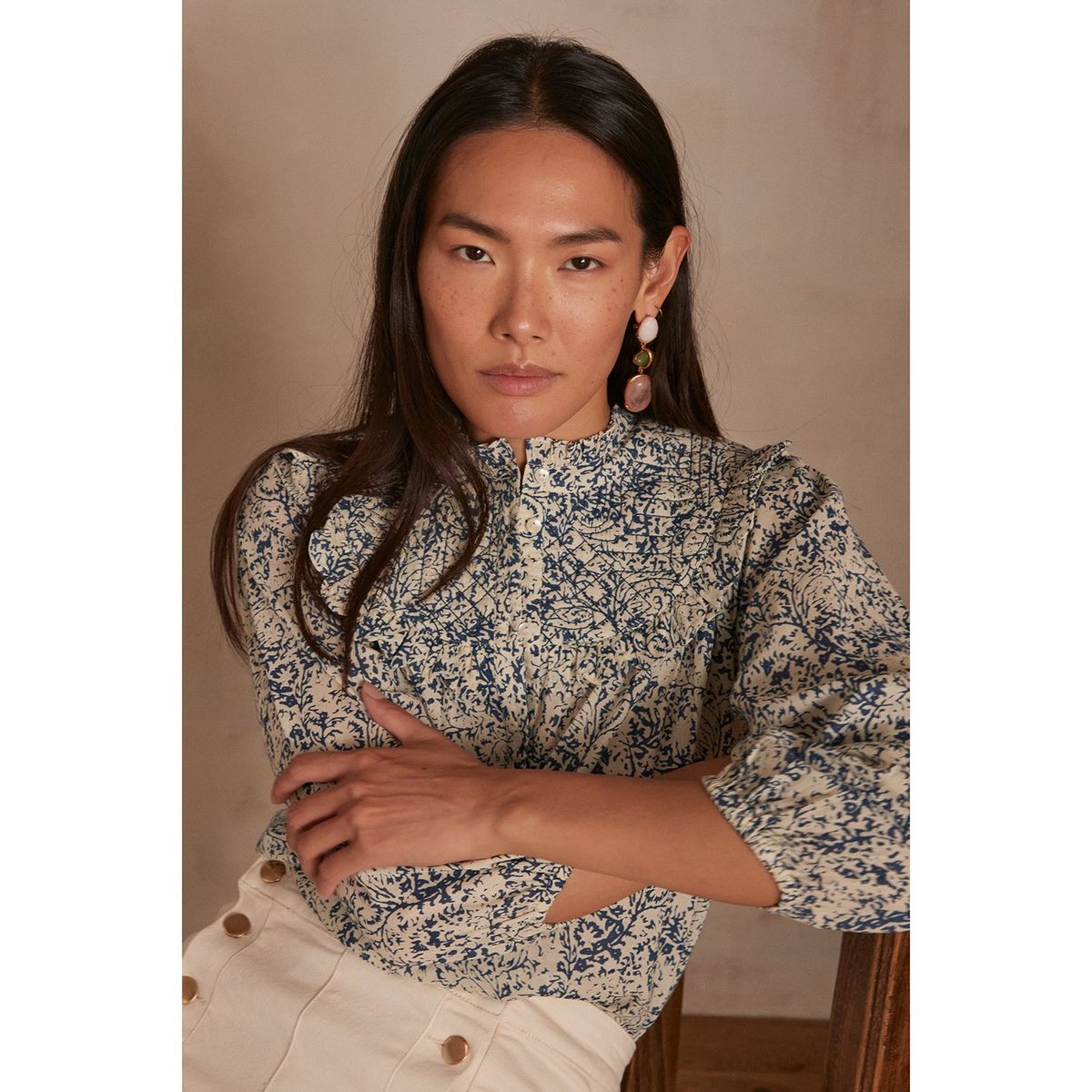 MAISON 123 - Blusa Manga Larga 100% Algodón Mujer Maison 123