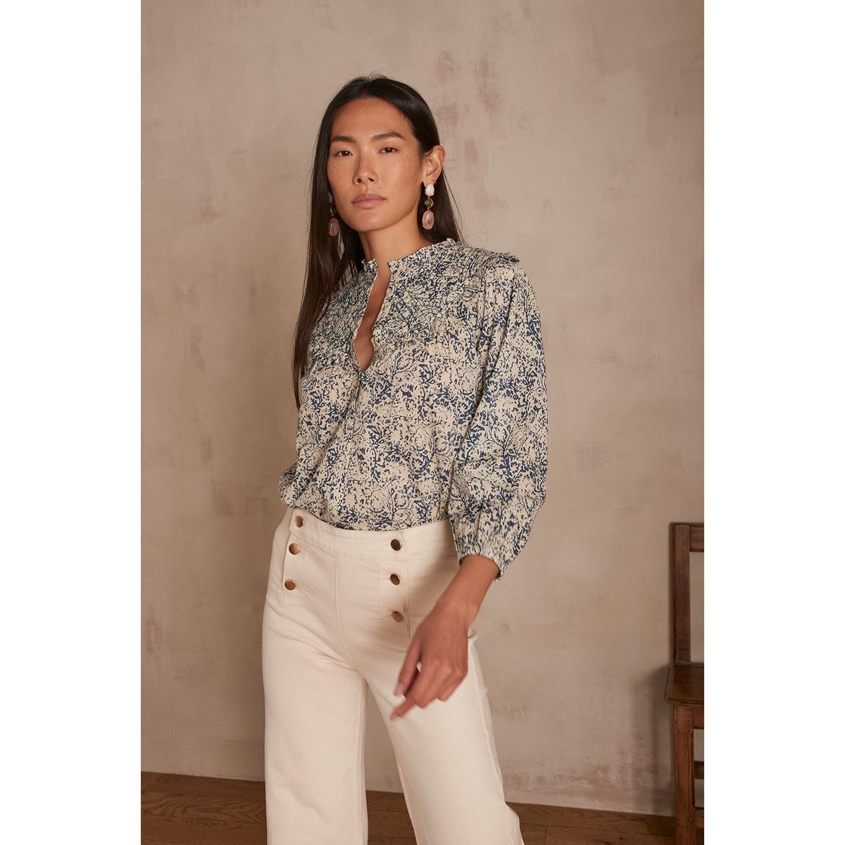 MAISON 123 - Blusa Manga Larga 100% Algodón Mujer Maison 123