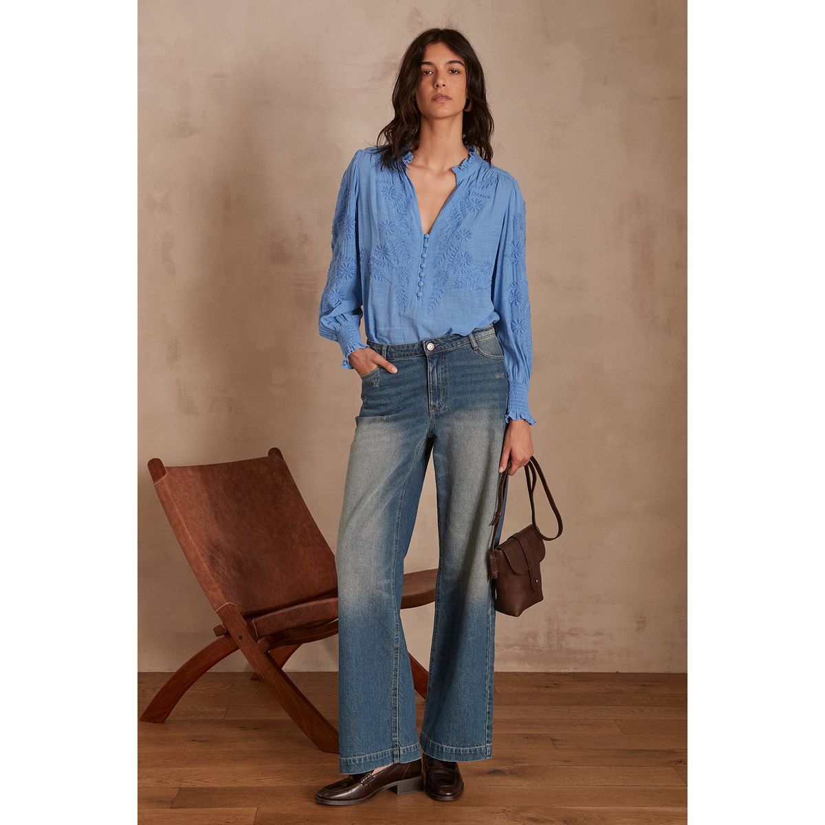 MAISON 123 - Blusa Manga Larga 100% Algodón Mujer Maison 123