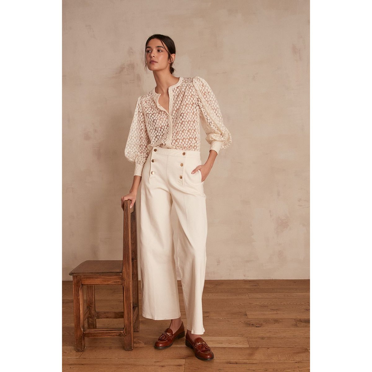 MAISON 123 - Blusa Manga Larga Algodón Mujer Maison 123