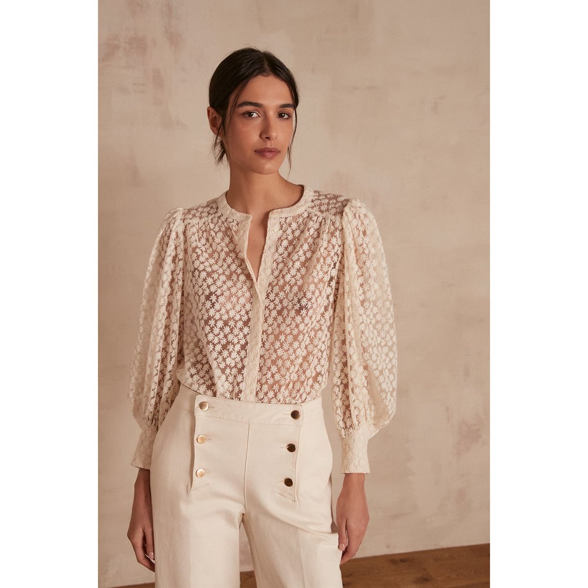 MAISON 123 - Blusa Manga Larga Algodón Mujer Maison 123