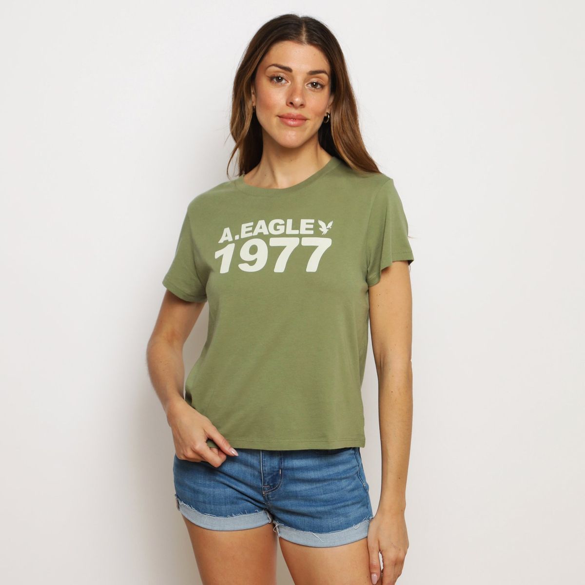 AMERICAN EAGLE - Blusa Manga Corta 100% Algodón Mujer American Eagle