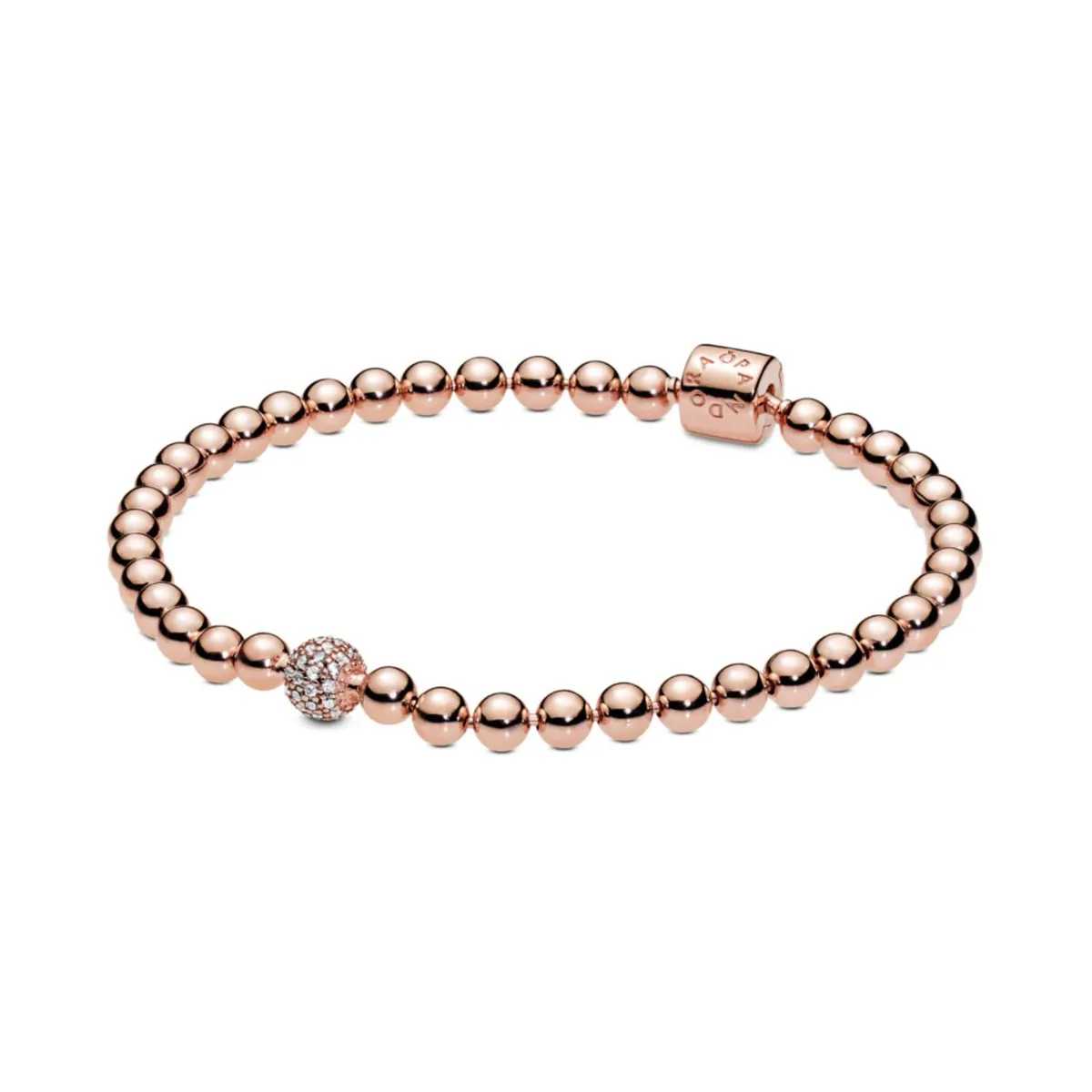 PANDORA - Pulsera Cuentas Y Pavé Barril