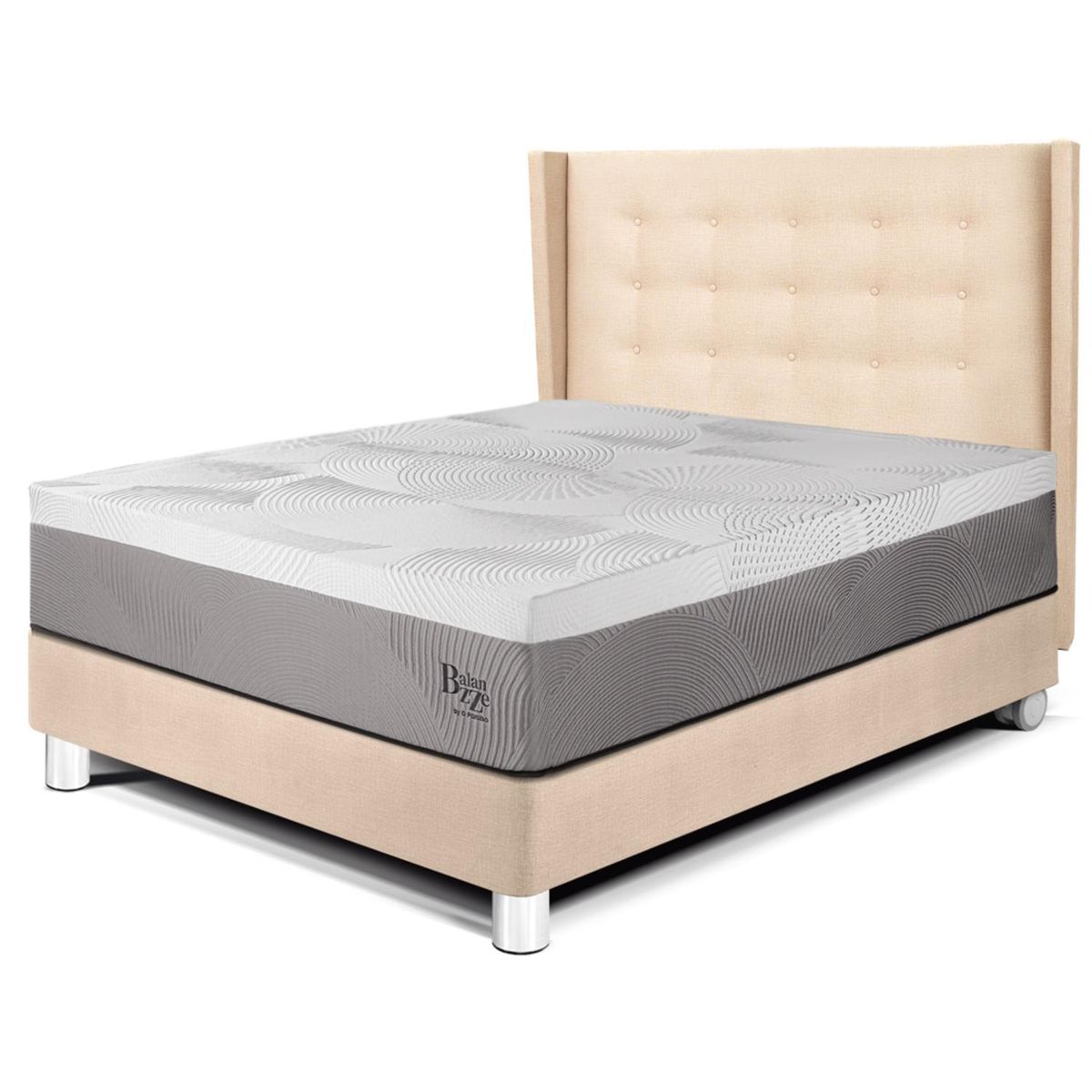 PARAISO - Dormitorio Royal Balannze Gold 2 Plz Champagne + 2 Almohadas Viscoelásticas