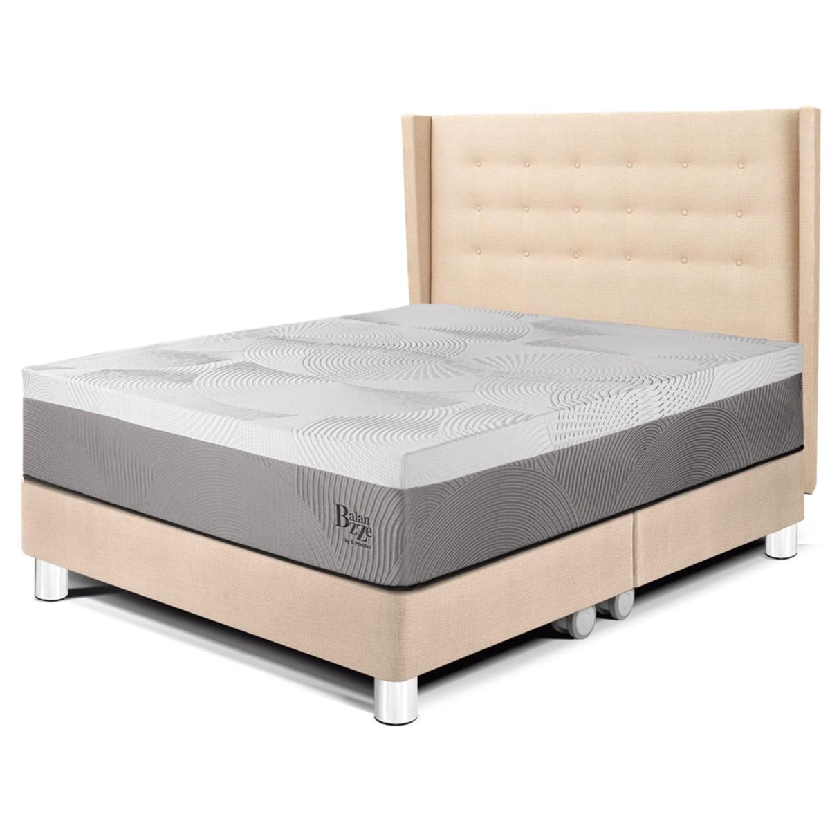 PARAISO - Dormitorio Royal Balannze Gold Queen Champagne + 2 Almohadas Viscoelásticas