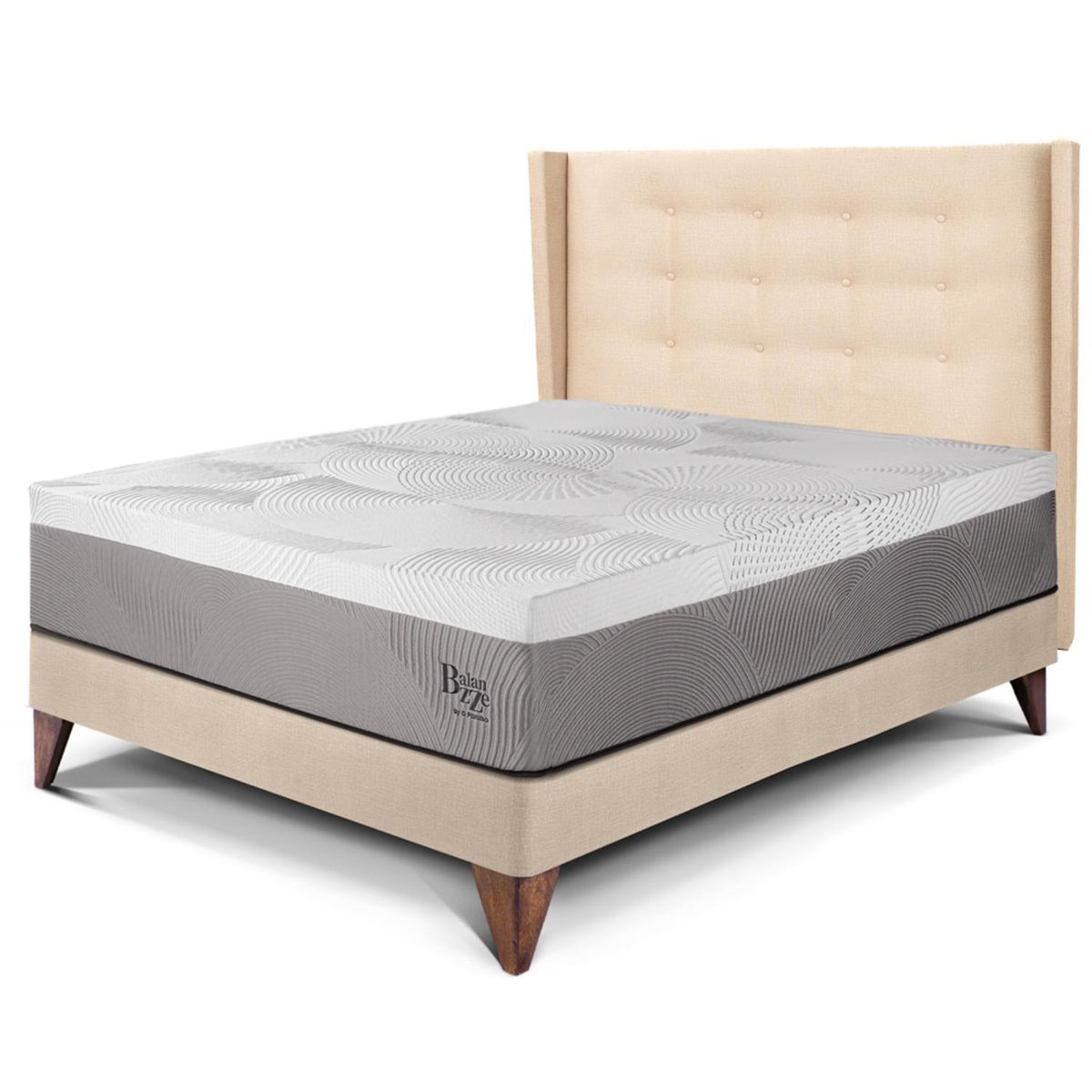 PARAISO - Dormitorio Europeo Royal Balannze Gold 1.5 Plz Champagne + 1 Almohada Viscoelástica