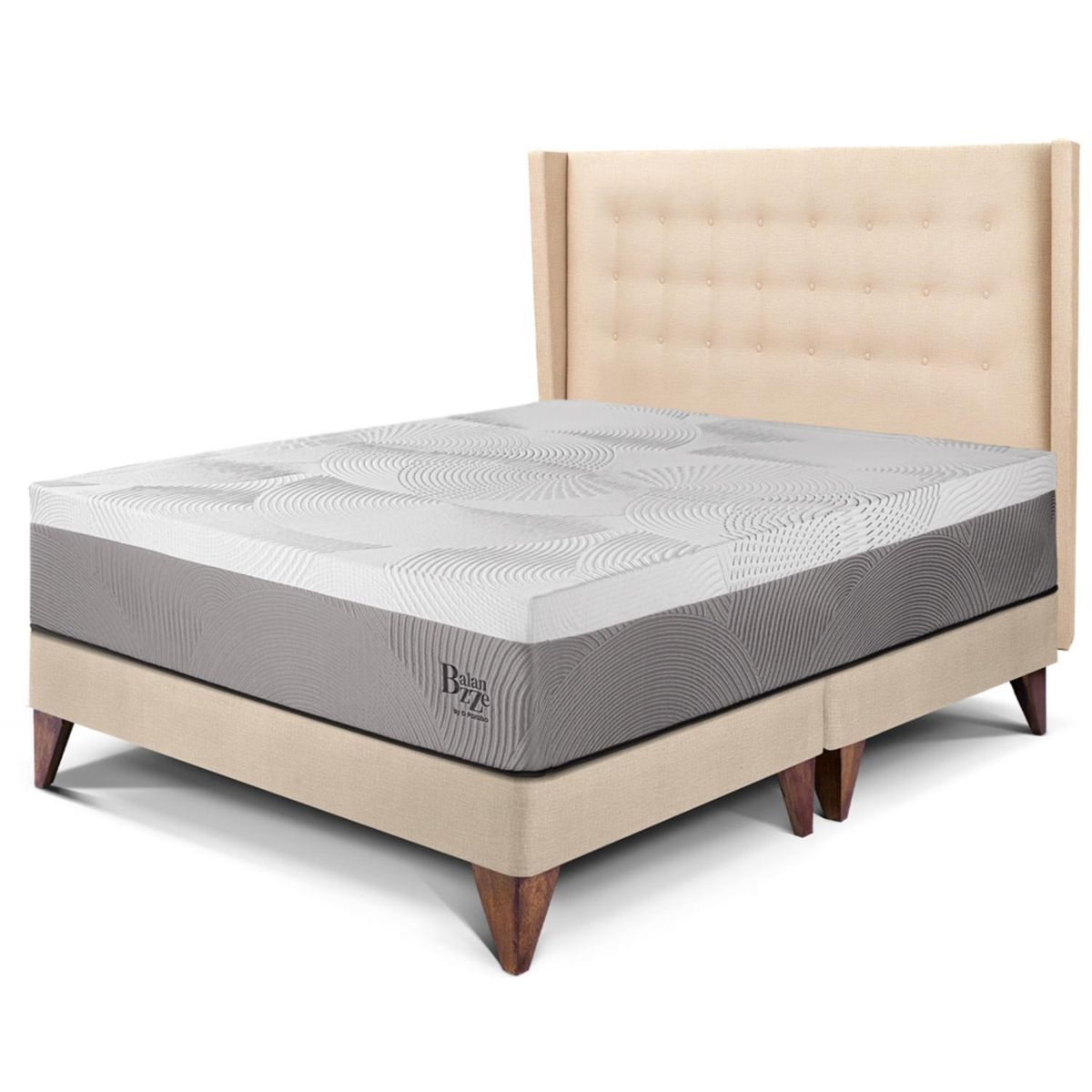 PARAISO - Dormitorio Europeo Royal Balannze Gold King Champagne + 2 Almohadas Viscoelásticas