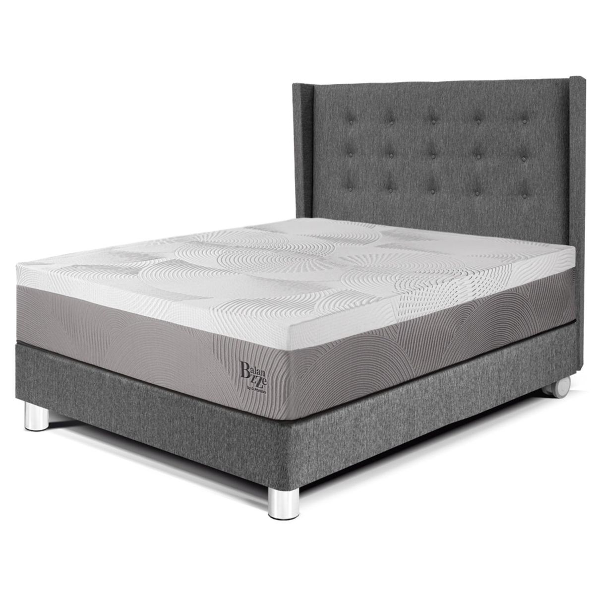 PARAISO - Dormitorio Royal Balannze Gold 2 Plz Gris + 2 Almohadas Viscoelásticas
