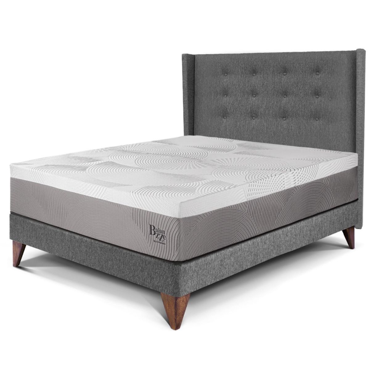 PARAISO - Dormitorio Europeo Royal Balannze Gold 1.5 Plz Gris + 1 Almohada Viscoelástica