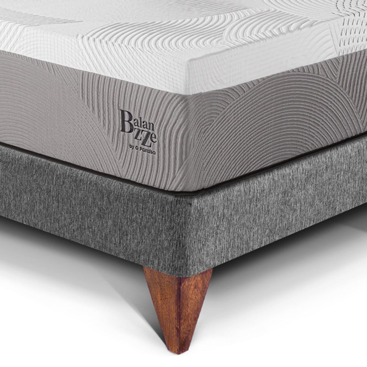 PARAISO - Dormitorio Europeo Royal Balannze Gold King Gris + 2 Almohadas Viscoelásticas