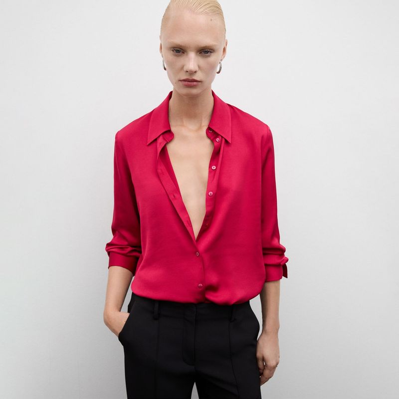 MANGO - Blusa Manga Larga Mujer Mango