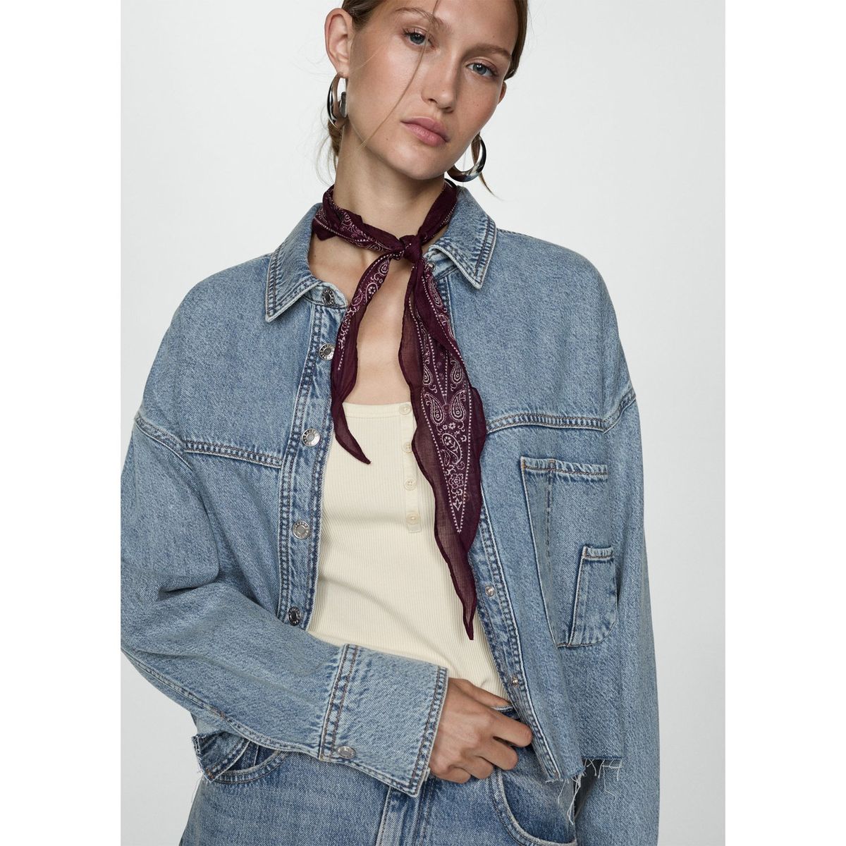 MANGO - Camisa Manga Larga 100% Algodón Mujer Mango