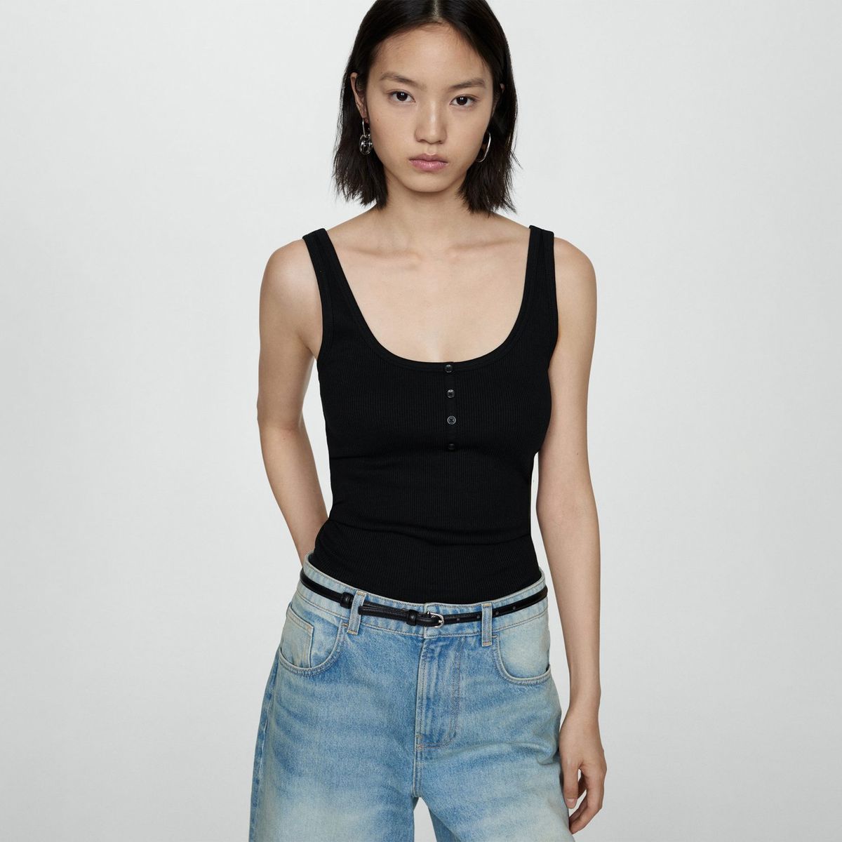 MANGO - Top Sin Mangas 100% Algodón Mujer Mango