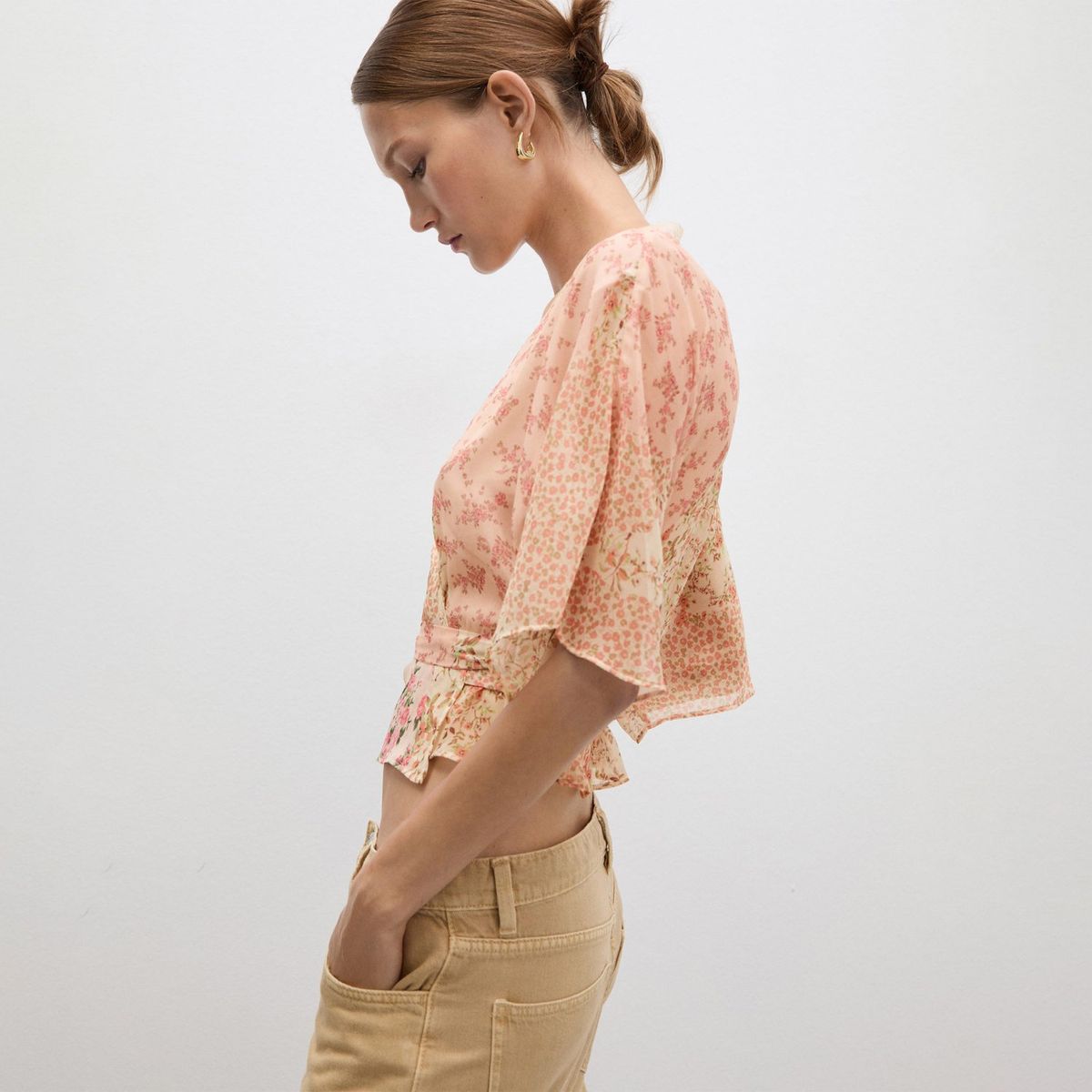 MANGO - Blusa Manga Corta Mujer Mango