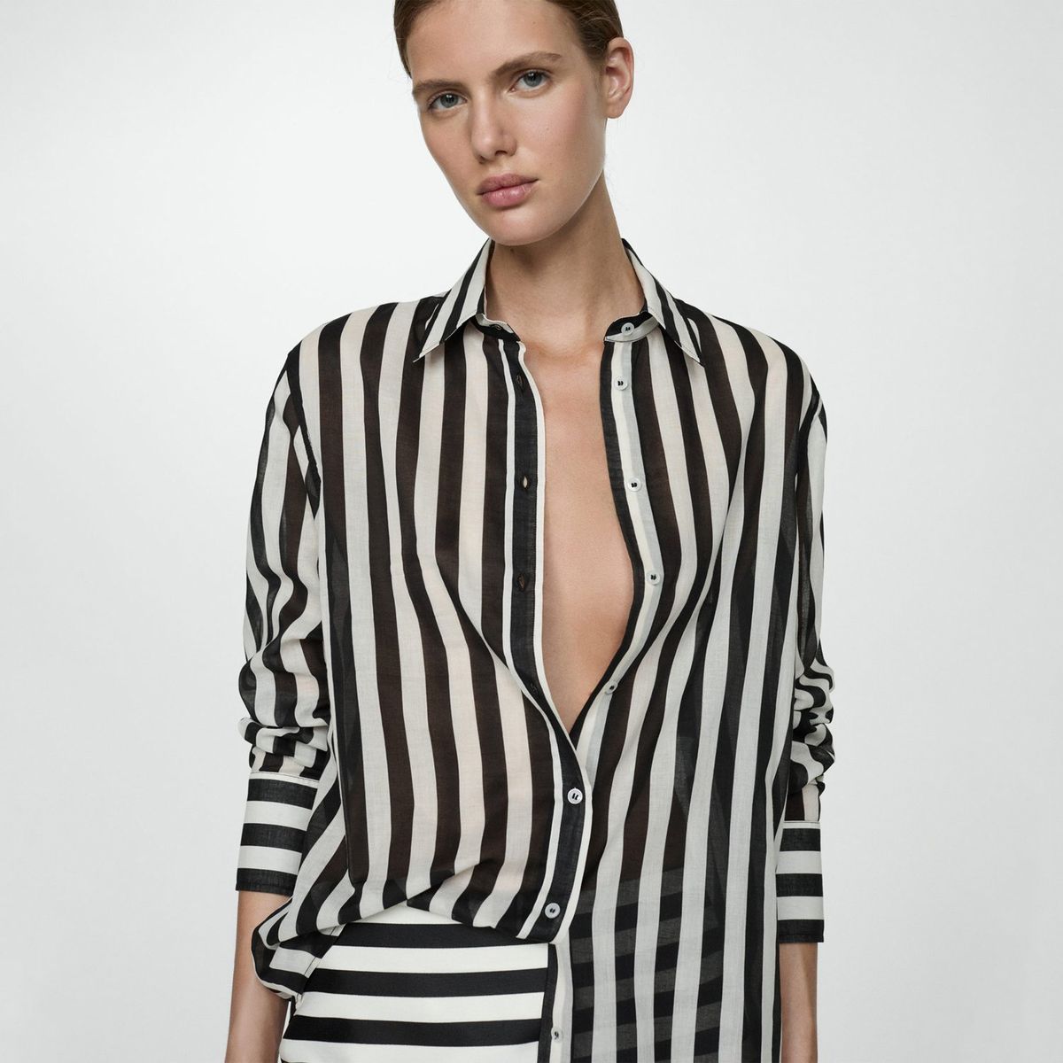 MANGO - Blusa Manga Larga 100% Algodón Mujer Mango