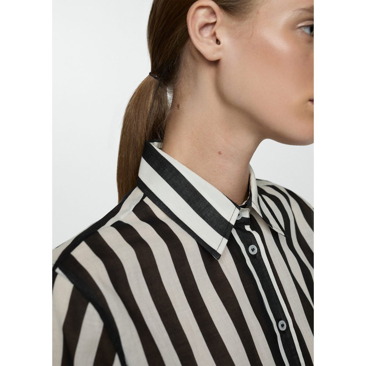 MANGO - Blusa Manga Larga 100% Algodón Mujer Mango