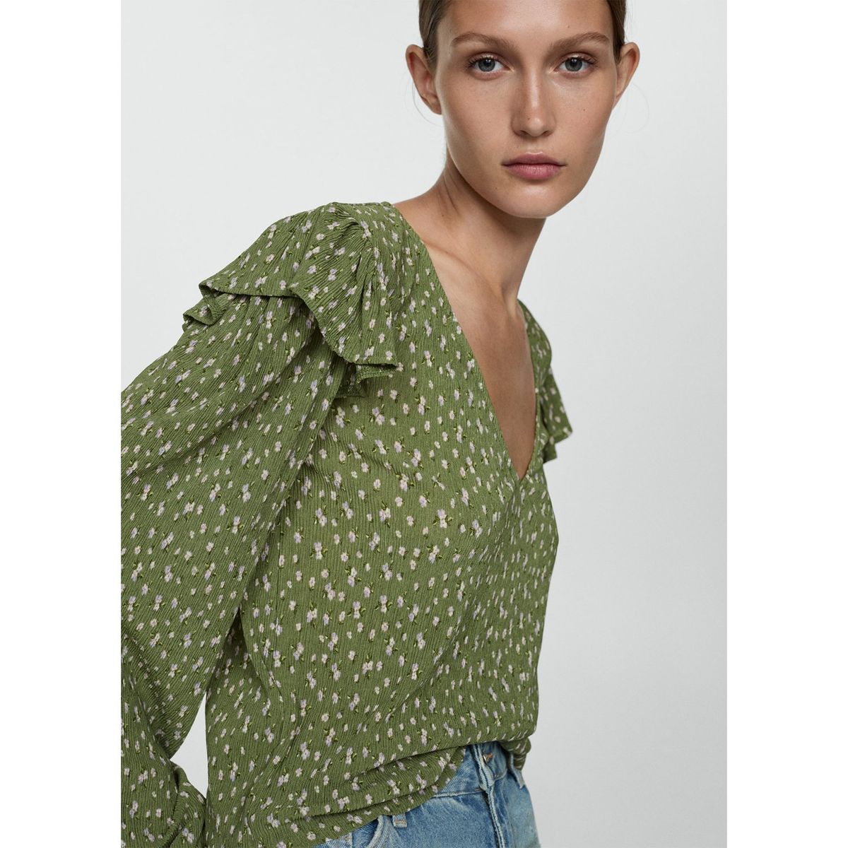 MANGO - Blusa Manga Larga Mujer Mango