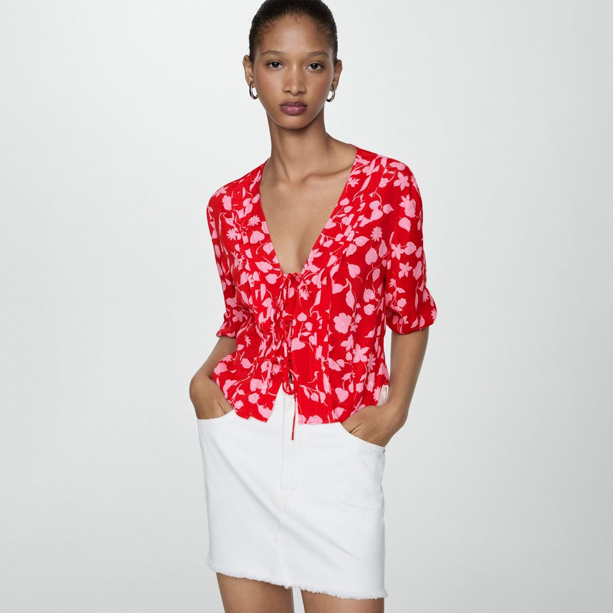 MANGO - Blusa Manga Larga Mujer Mango