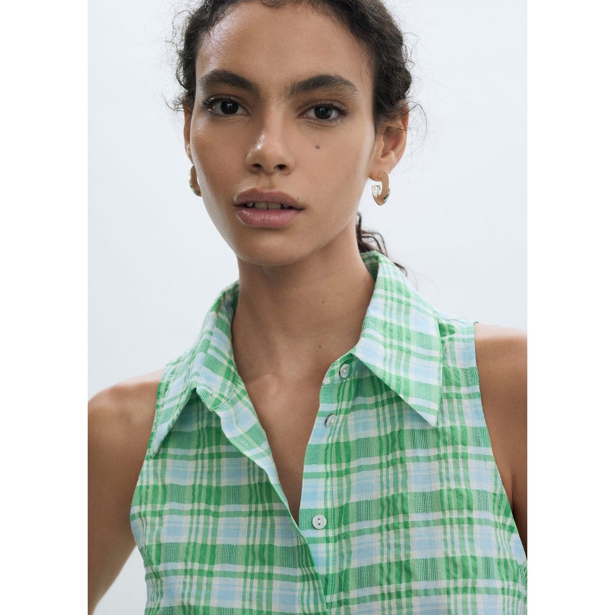 MANGO - Blusa Sin Mangas Algodón Mujer Mango