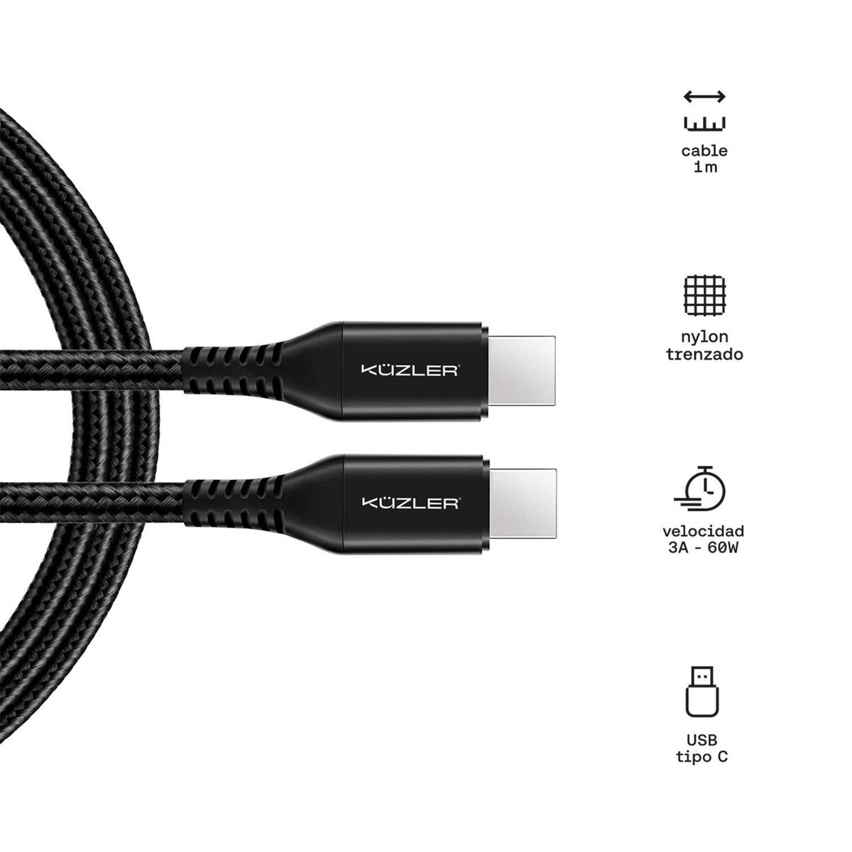KUZLER - Combo 2 Cables 3a 1m Meteor