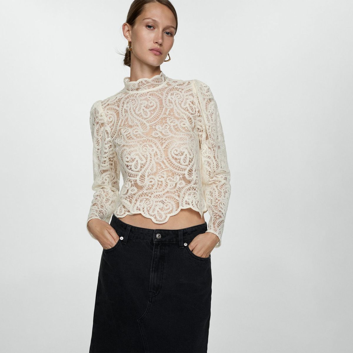 MANGO - Falda Larga 100% Algodón Mujer Mango