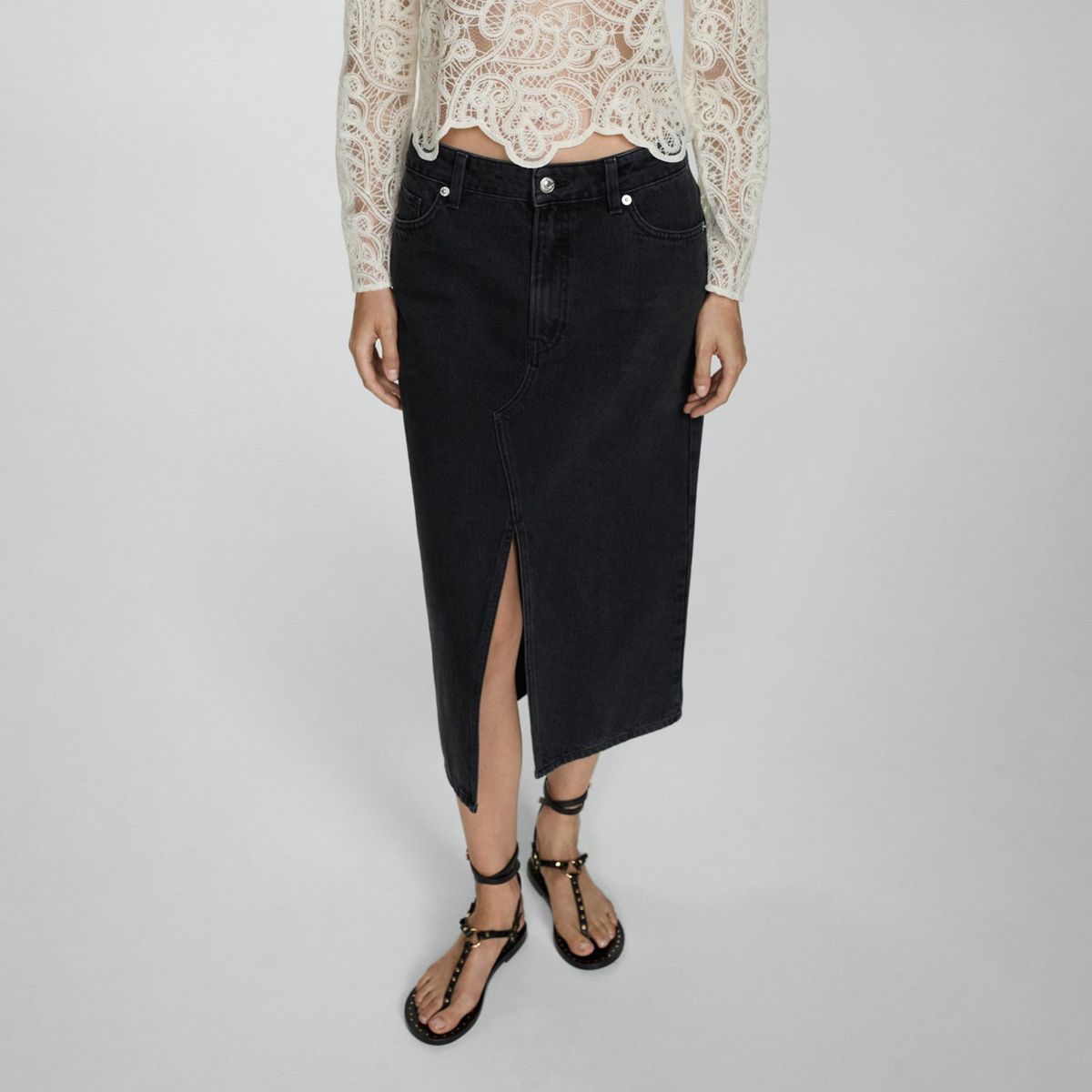 MANGO - Falda Larga 100% Algodón Mujer Mango