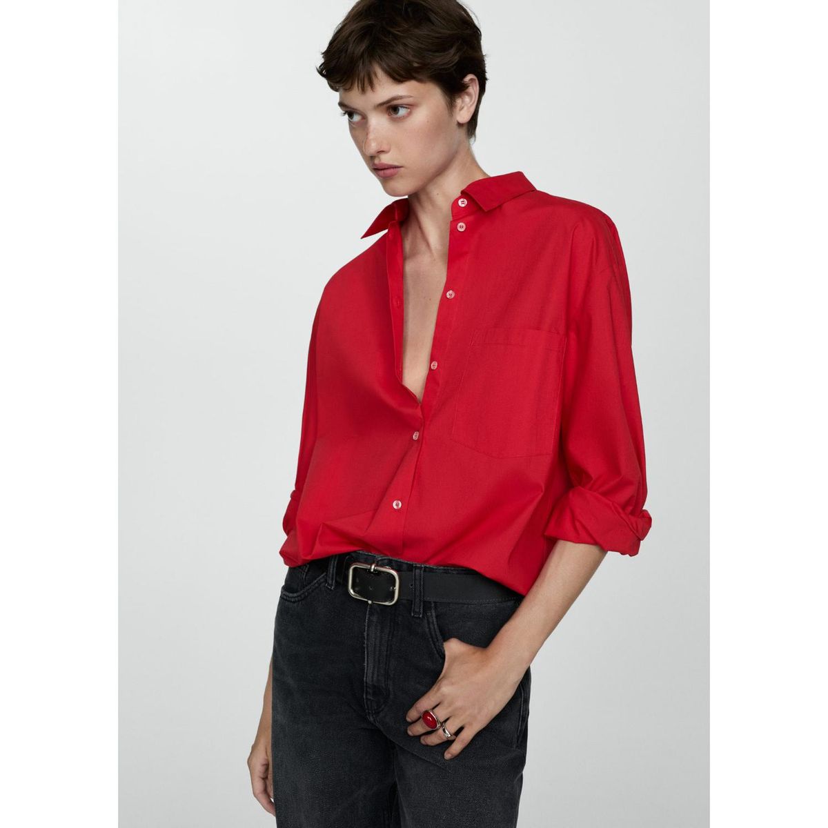 MANGO - Blusa Manga Larga 100% Algodón Mujer Mango