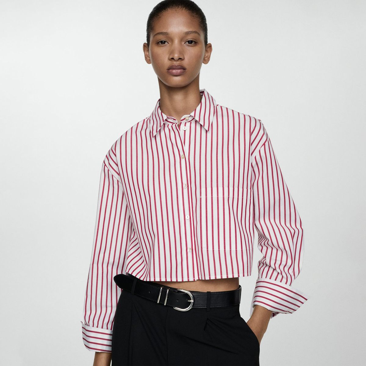 MANGO - Blusa Manga Larga 100% Algodón Mujer Mango