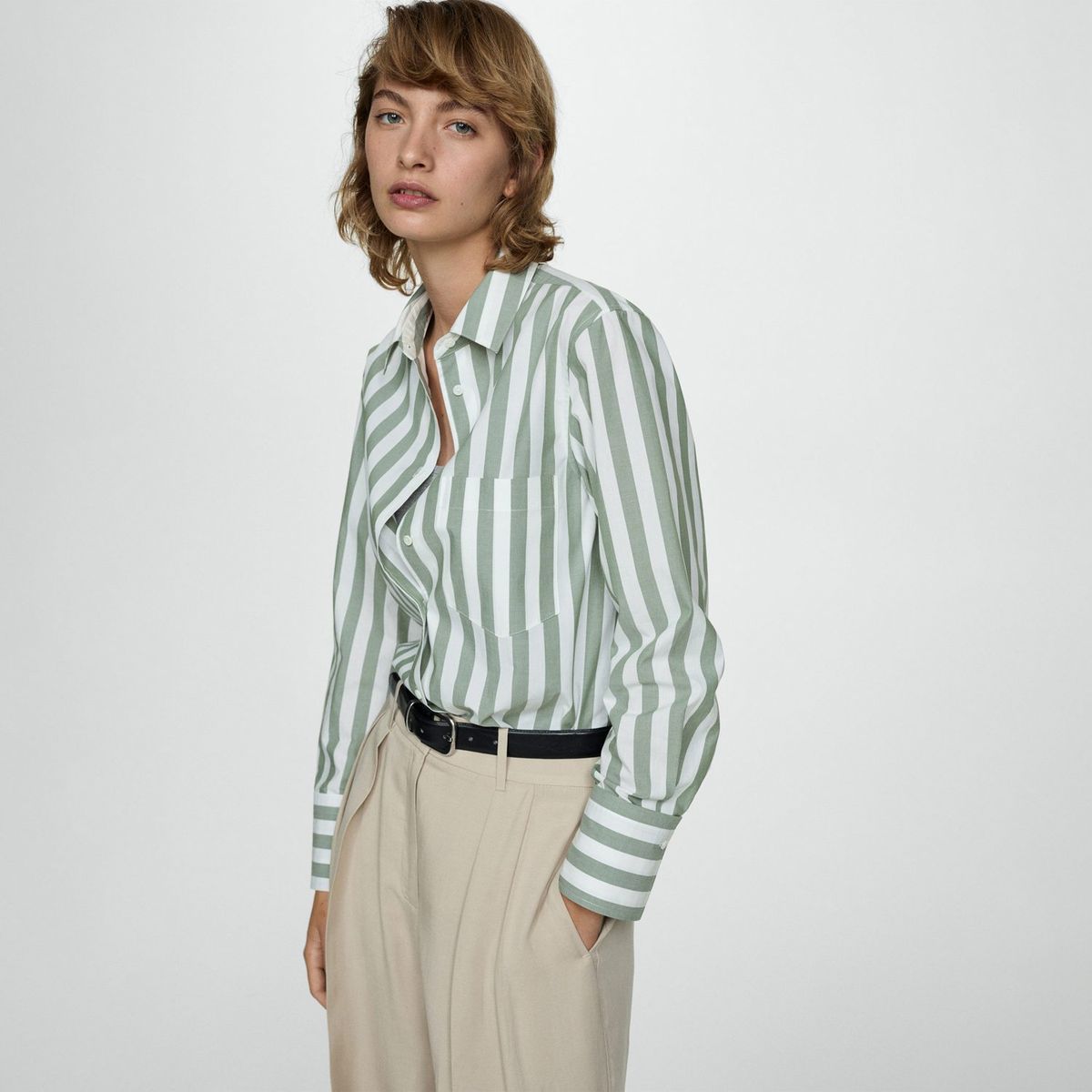 MANGO - Blusa Manga Larga 100% Algodón Mujer Mango