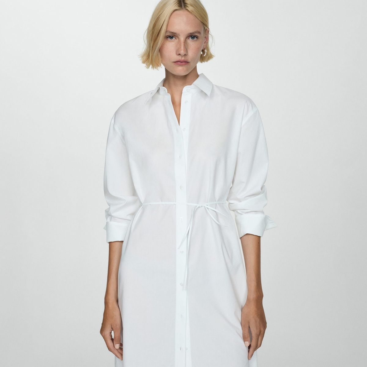 MANGO - Blusa Manga Larga Algodón Mujer Mango