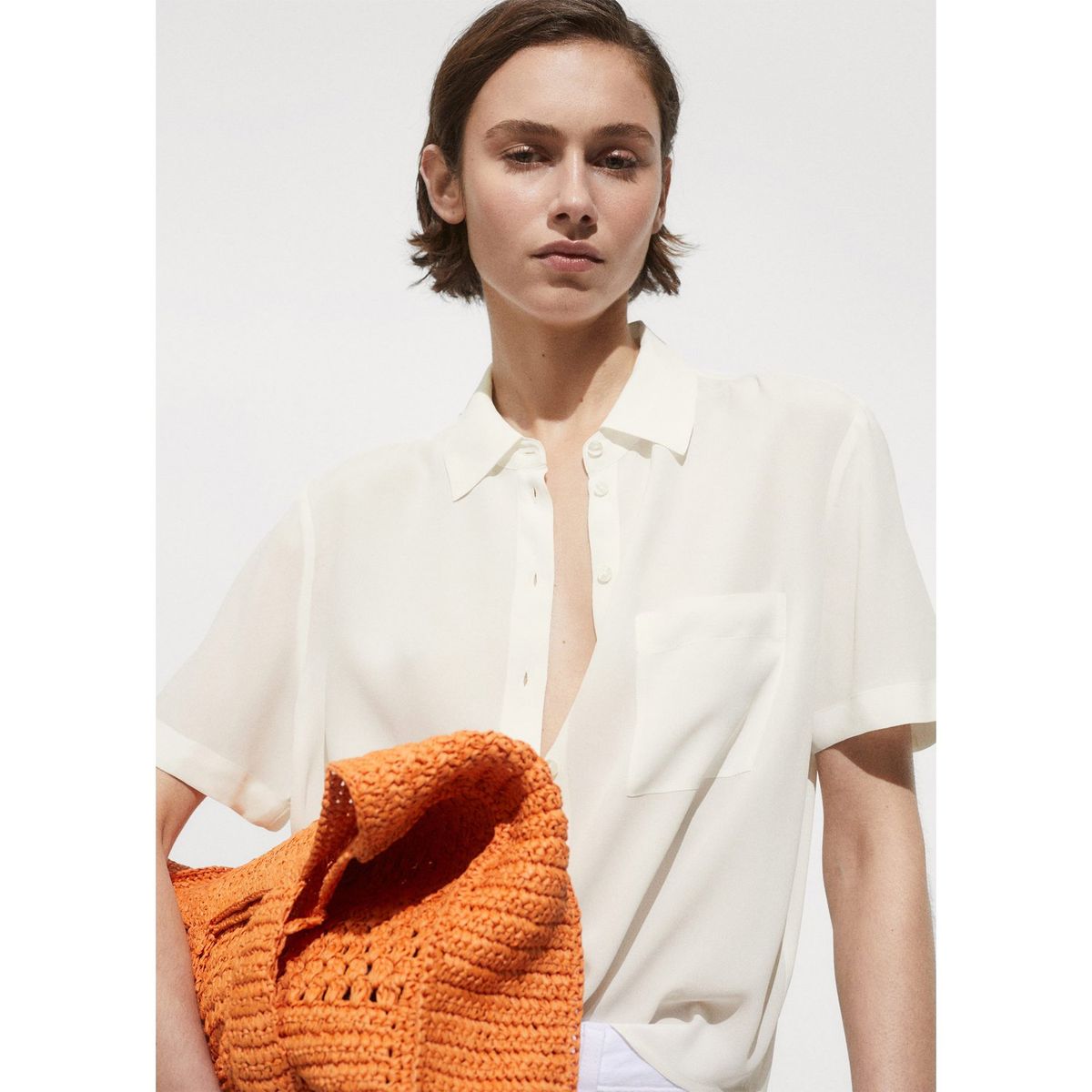 MANGO - Blusa Manga Corta Mujer Mango